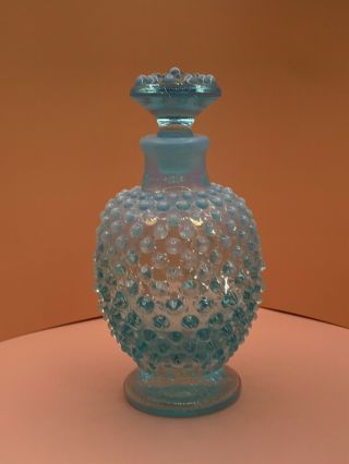 Fenton Glass Blue Opalescent Hobnail Perfume Bottle