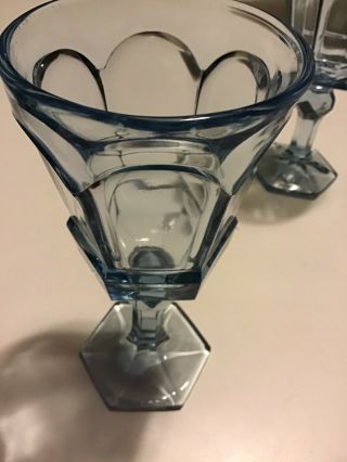Set of 4 Vintage Fostoria Light Blue Glass 6” Wine Goblets Virginia 3