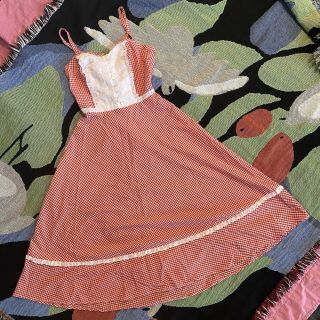 Vintage 1970s/80s Buyer Too Red Gingham Gunne Sax Style Sundress