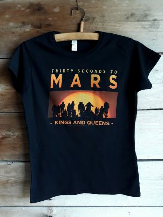 Vintage 30 Seconds To Mars Kings And Queens T - Shirt Women Size L Jared Leto