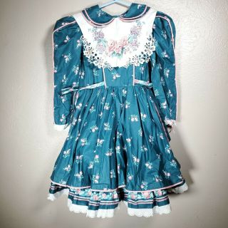 Victorian Style Floral Dress Girls Size 12 14
