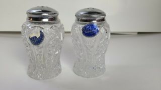 Vintage 1973 Imperial Ilg Glass " Clear Crystal " Salt And Pepper Shakers Estate