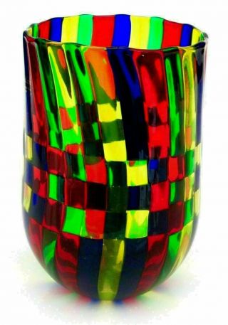 Signed X Big Murano Ballarin Art Glass Pezzato Mazzega Freeform Vase
