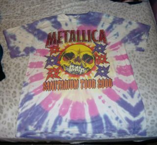 Metallica Vintage T Shirt 2000 Concert Tour Summer Sanitarium Tie Dye Xl