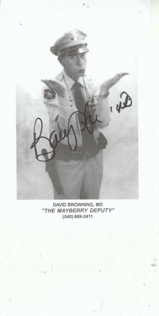 Don Knotts Signed As Barney Fife " The Mayberry Deputy " Photo