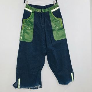 Vtg 90s Auraze Beau Baker Raver Pants Green Clear Vinyl Jeans Cyber Reflective M
