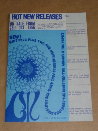 Mockingbirds/moody Blues 1966 Decca Group Release Sheet (radio Luxembourg)