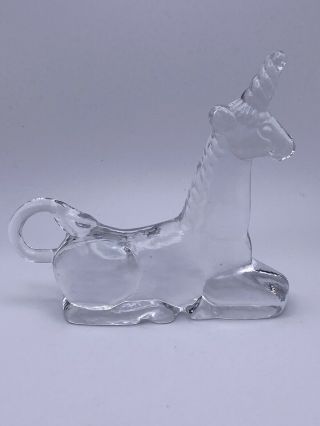 Vintage Kosta Boda Bertil Vallien Clear Glass Unicorn Zoo Animal Series Sweden
