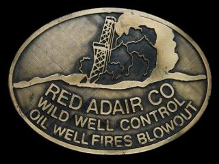 Ud09169 Vintage 1970s Red Adair Co Wild Well Control Oilfield Belt Buckle