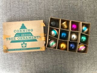 Vintage Corning Brand Xmas Ornaments - All American - Glass - Made In Usa