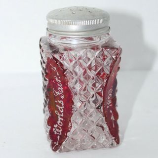 Antique 1893 Chicago World’s Fair Cranberry Ruby Red Souvenir Etched Glass