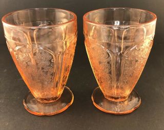 Pink Depression Glass Set Of 2 Footed Parfait Cups Cherry Blossom