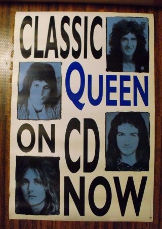 Classic Queen Promotional Poster 24 " X 36 " Freddie Mercury Brian May On Cd Now