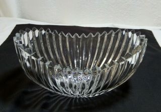 Vintage C1950s Sowerby Boat Shaped Sawtooth Edge Pressed Glass Dish / Bowl
