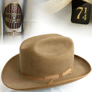 Vintage 1970s 7 - 1/4 Stetson Sheplers Open Road Thin Ribbon Cowboy Hat Open Road