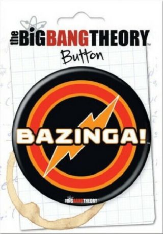 The Big Bang Theory Tv Series Bazinga Logo Image 3 " Round Button,  Carded