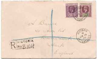 Seychelles: 1935 George V Examples On Registered Cover To Bournemouth (40151)