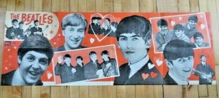 Vintage 1964 The Beatles Large Dell Fold Out Poster 53 " X 19 "