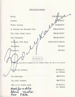 Autographed Opera/recital/concert Programme 1963 Zara Dolukhanova Rfh London