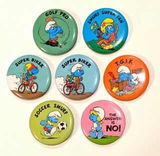 Choose: Vintage Smurfs 2 1/8 " Pinbacks Pins Buttons Badges Combine