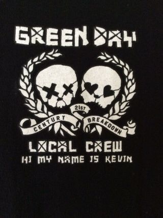 Green Day 21st Century Breakdown Hi My Name Is Kevin T - Shirt Large Black