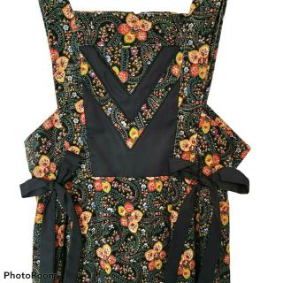 Candi Jones California Vintage Floral Corduroy Jumper Apron Dress Xs S