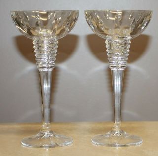 Marquis By Waterford Crystal Ball Candle Holder Pair Gemini 8”
