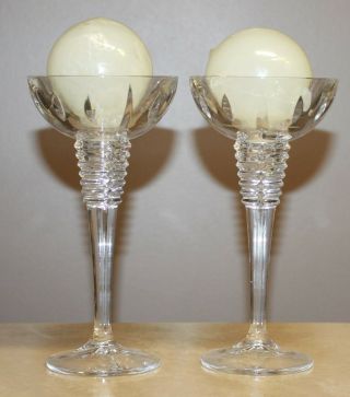 Marquis by Waterford Crystal Ball Candle Holder Pair Gemini 8” 2