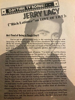 Jerry Lacy,  Dark Shadows,  Full Page Vintage Clipping