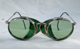 American Optical Safety Goggles Motorcycle/aviation Steampunk Green Tint - -