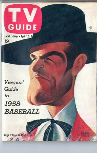 Tv Guide Apr 12,  1958 Wyatt Earp Hugh O 