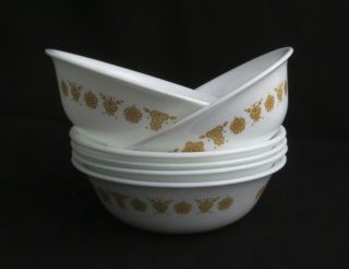 6 Vintage Corelle By Corning Butterfly Gold 6 1/4 " Soup Cereal Salad Bowls Set