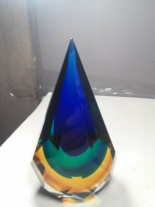 Stunning Vintage Faceted Crystal Art Glass Table Sculpture About 6.  75 X 3.  75 X 2