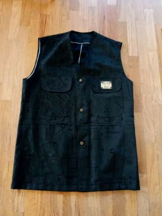 Vintage 90s Karl Kani Jeans Metal Plate Black Denim Vest Xl