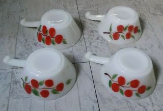 Vintage Anchor Hocking Fire King Gay Fad Fruit Hand Painted Bowls W/handles Set