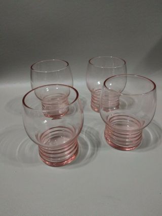 Vintage Pink Depression Glass Set Of 4.  3 " H X 2 " Diameter