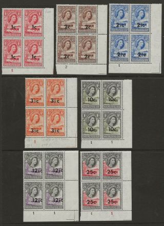 Bechuanaland Unmounted Control Blocks Of 4 From 1961 Surcharge Set