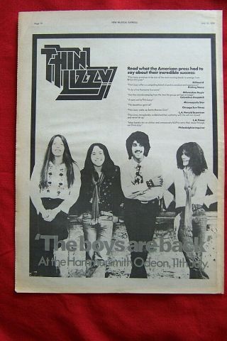 Thin Lizzy 1976 Vintage Poster Advert Hammersmith Odeon Concert Dates