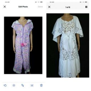 2 Dresses Vtg 70s 1.  Hand - Knit Crochet Granny Squares Afghan 2 Embroidered