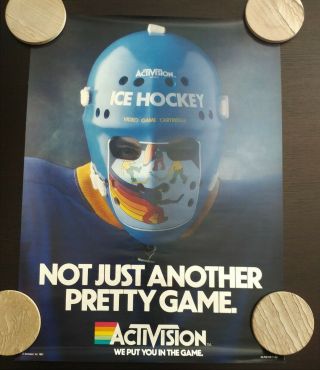Atari 2600 Activision Ice Hockey Vintage Promo Poster