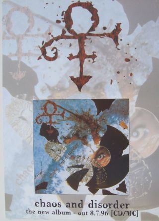 Prince " Chaos And Disorder " Uk Promo Poster - Symbol & Album Artwork