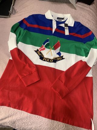 Polo Ralph Lauren Cross Flags Rugby 20th Anniversary 1992 1987 Retro Large L Nwt