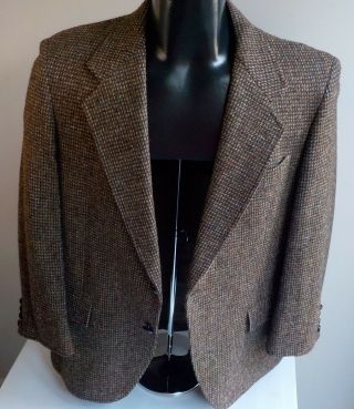 Harris Tweed For Kuppenheimer Brown Tweed 2 Button Wool Blazer Sz 40s