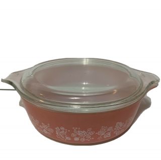 Vintage Pyrex 471 Pink Gooseberry Casserole Dish 1 Pint With Lid 1957 - 66