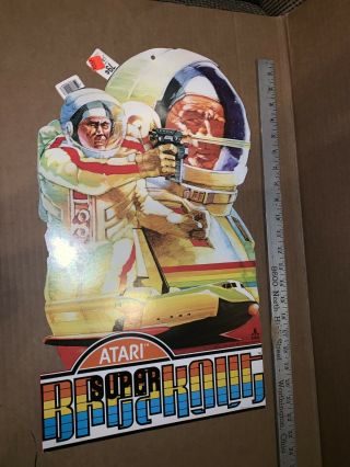 Rare Vintage 1982 Atari Breakout Double Sided Cardboard Advertising Poster