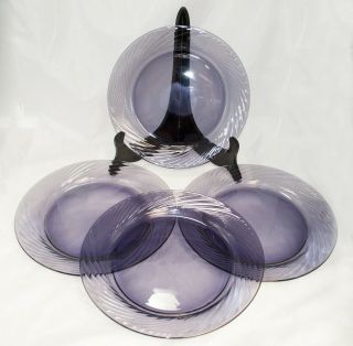 Pyrex Festiva Amethyst (purple) Dinner Plates Swirl Rims 10 3/4 " Set Of 4