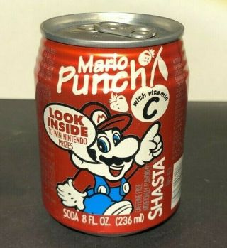 Very Rare Full 1994 Mario Bros Nintendo Shasta Punch Drink Can
