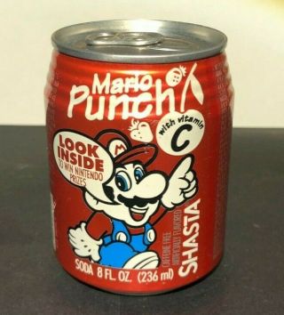Very Rare Full 1994 Mario Bros Nintendo Shasta Punch drink can 3