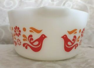 Vintage Pyrex Casserole Dish - Red Friendship Birds - 1 qt.  - 473 - no lid 2
