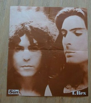 T.  Rex / Marc Bolan Poster Produced By The Sun Newspaper C.  1970 